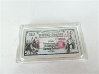 Silver PLATED 1oz Bar - $20 note design