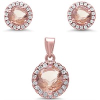 Gold-pl. 4.00ct Morganite & Topaz Jewelry Set