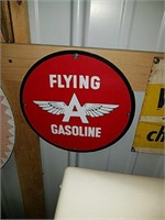 Flying A gasoline sign. Measures approximately 12