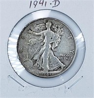 1941-D U.S. Silver Walking Liberty Half Dollar