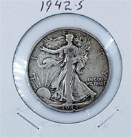 1942-S U.S. Silver Walking Liberty Half Dollar