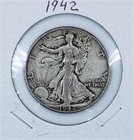 1942 U.S. Silver Walking Liberty Half Dollar