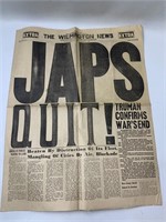 Japs Quit August 14 1945 Newspaper