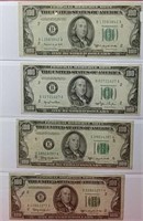 Four 1950 One Hundred Dollar Federal Reserve Notes