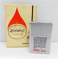 UNFIRED 1970 BMI, INC ADVERTISING ZIPPO