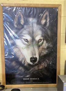 Striking large print of a wolf by Dave Merrick.