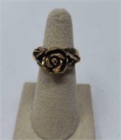 Gold Colored Rose Ring -Adjustable