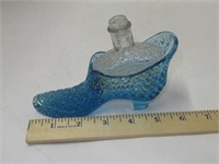 Antique Glass Slipper Perfume Holder w/ Bottle