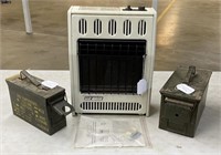 Glo-Warm Natural Gas/Propane Heater & 2 Ammo Cans