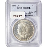 1882-CC Morgan Silver Dollar PCGS MS63 PL