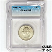 1932-D Washington Silver Quarter ICG AU58