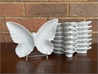 Eight Pretty Blanc Butterfly Dishes