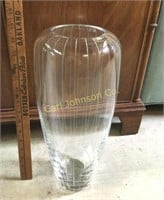 15 1/2" BLOWN GLASS VASE W/ETCHED RIBBINGS