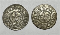 Silver 1 Kreuzer Pair German Strasbourg 1350-1550