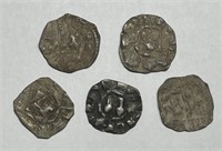 Silver Denier Lot of 5 Tuscany Italy Lucca 12th C