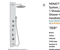 MENATT White Glass Shower Panel Tower System
