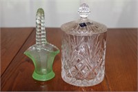7 INCH HIGH LEADED CRYSTAL CANDY DISH & BASKET