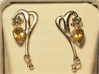 S/Silver Lemon Quartz Earrings