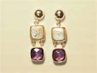 $240. S/Silver Amethyst & Pearl Earrings