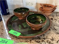 MEXICAN POTTERY CLAY TRAY / CUPS ETC