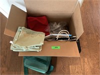 BOX LOT OF MISC BAGS/ LUNCHBOX/ ETC