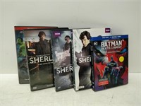 4 DVDs and 1 blu ray - Sherlock, Batman, etc.