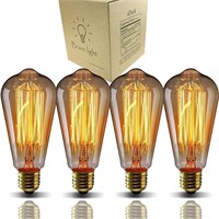 GOENDR 4 Pack E26 Edison Bulb + 4 Pack az15