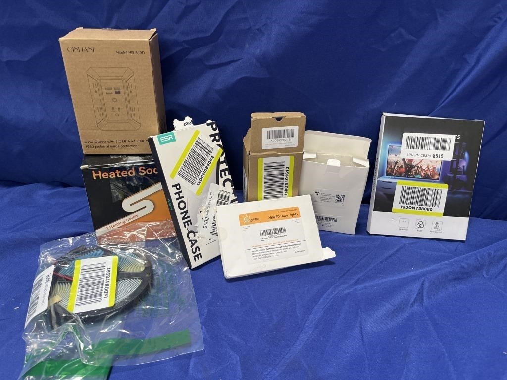 Electronics, LED lights and phone accessories lot