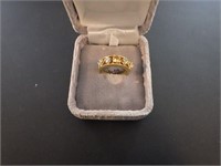 Gold Plated .925 Sterling 5 Stone Dinner Ring