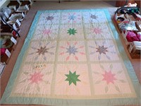 Double Sized "Star Burst" Hand Sewn Quilt