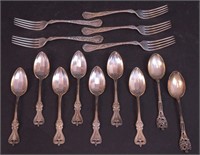 14 pieces of sterling flatware including