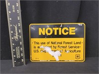 US Forest Service Metal Notice Sign