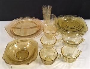 Lot of Amber Depression Era Glassware