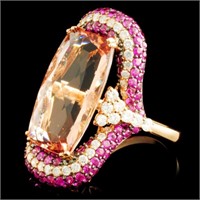 18K Gold Morganite 15.17ct & 1.07ctw Diam Ring