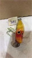 Yellow lure marked Millsite Wig Wag