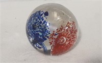 Hand-Blown Patriotic Firework Glass Paperweight