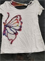 Used (Size S) women butterfly white shirt