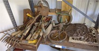 Old Gardening Tools, Sprinklers, & Cast Iron Items