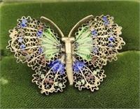 900 Silver Vintage Butterfly Brooch Pin