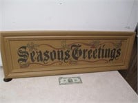Vintage Wood Seasons Greetings Sign - 35x12