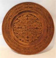 Hand carved wooden plate, 12" - Pressed sandstone