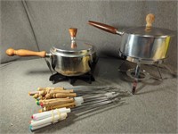 Two Fondue Pots and 25 Fondue Skewers