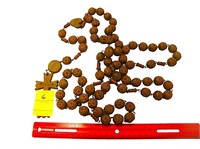 Large pair of wooden rosary beads from Lourdes