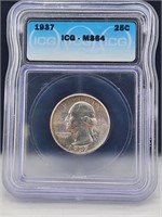 1937 Silver Washington Quarter ICG MS64