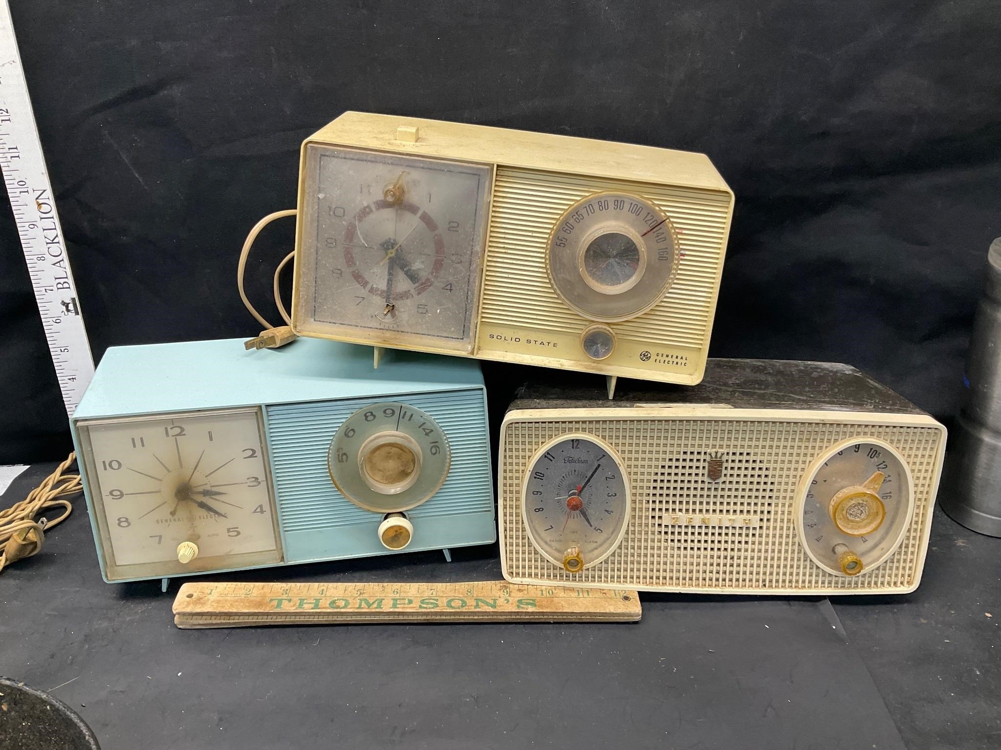 3 vintage clock radios