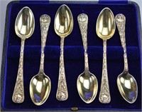 Cased set of six Regency silver teaspoons