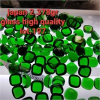 JAPAN VTG 14x14MM GLASS SQUARE GREEN STONES 2.38KG