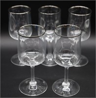 6 Crystal Cordial Stemware w/Platinum Trim