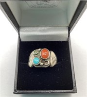 Silver ring w/stones- 6.44 grams