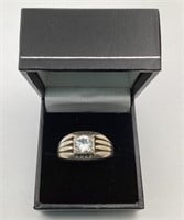 Silver ring w/stones- not diamond-11.03 grams